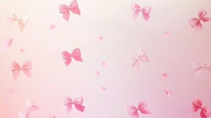 Delicate pink bows and petals floating against a soft pastel background, capturing the essence of girlhood design
