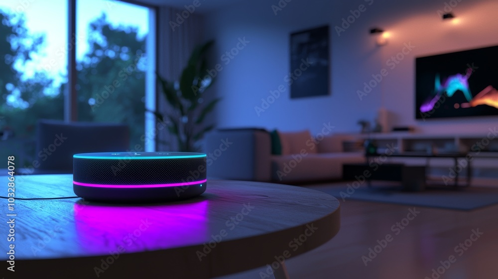 Poster controlling the internet of things using a voice-controlled smart speaker on the table