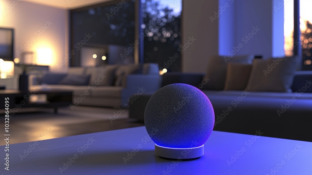 Aufkleber using voice control, the smart speaker on the table controls the internet of things