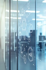 An icon of a house represents the concept of a smart home management, smart home and home automation application.