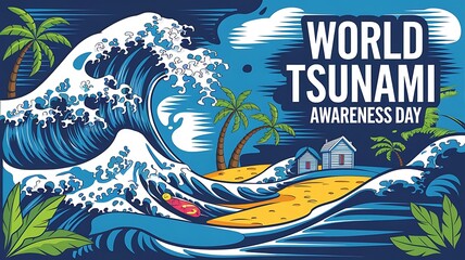 Comprehensive World Tsunami Awareness Day Banner Featuring Educational Graphics, Safety Tips, and Community Preparedness Resources