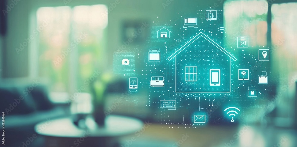 Poster connected home furniture with digital technologies and automation features