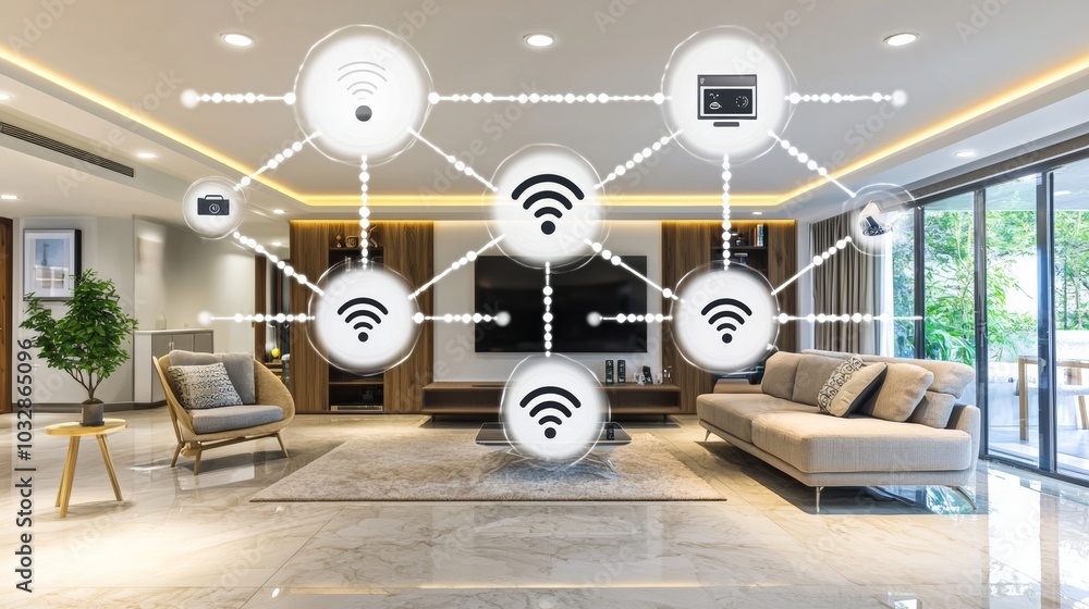 Aufkleber a smart home with integrated ai controlling all appliances and generative ai