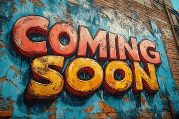 graffiti on wall with the words coming soon