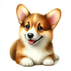 Obraz premium watercolor corgie puppy isolated on white background