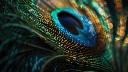 Obraz premium Closeup of peacock feather iridescence
