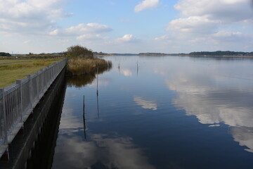 牛久沼（うしくぬま）／ 茨城県の牛久沼は小規模な漁業のほか、その水は主に農業用水として活用されています。また、週末などは多くの釣り人たちで賑わっています。沼に近い牛久市と同じ名前ですが、全域が龍ケ崎市の区域内です。