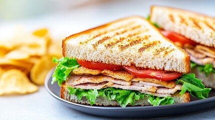 A delicious sandwich on a plate. 