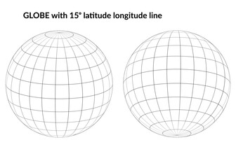 globe with 15 degree latitude longitude line isolated on white background. vector illustration.