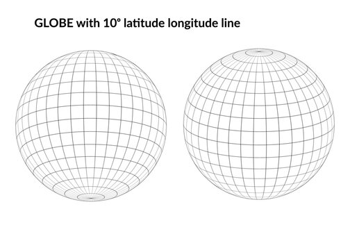 globe with 10 degree latitude longitude line isolated on white background. vector illustration.