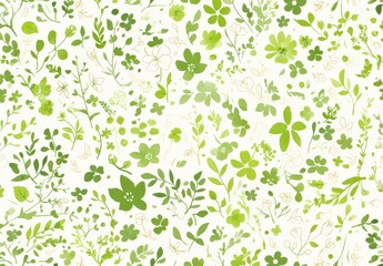 Green and white line drawing, repeating pattern of doodles 