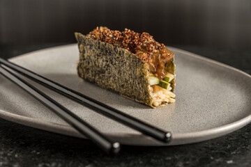 sushi hand roll pieces ready to eat excellent salmon