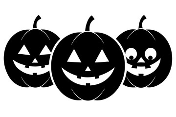 Scary pumpkins. Spooky design for Halloween isolated on a white background. Cute jack o lantern with different face expressions