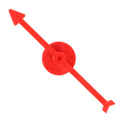 Red plastic hand pointer arrow isolated on white background