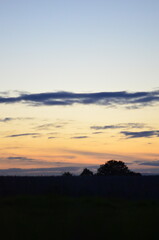 Beautiful sky background - Sunset Sunrise sky with light clouds and real sun