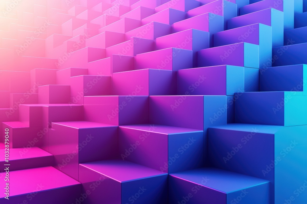 Poster colorful 3d cubes arranged in a gradient pattern, creating a visually striking abstract design.