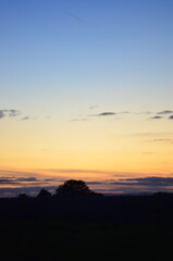 Beautiful sky background - Sunset Sunrise sky with light clouds and real sun