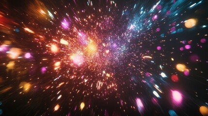 Fototapeta premium Brightly colored fireworks burst in the night sky creating a vibrant atmosphere filled with joy and celebration marking the festive occasion of Diwali