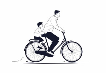 Naklejka premium a father and son riding a bicycle together