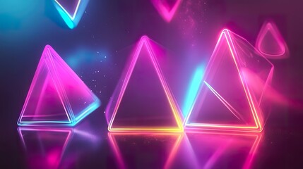 Neon glowing abstract holographic shapes