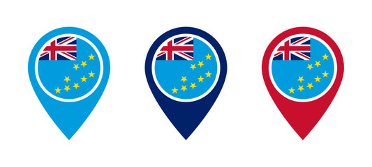 Tuvalu flag location icon set