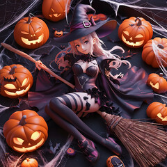 design Happy Halloween, Candies in the shape of pumpkins for Halloween, Generated with AI