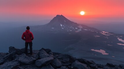 Fototapeta premium Sunset view from a mountain peak.