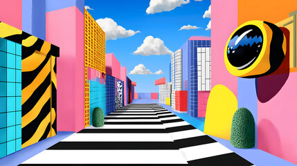 Exploring Perception: A Playful Optical Illusion Influenced by the 1960s Retro and Pop Art