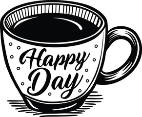 Happy day with cup a coffee