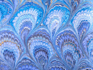 Close-up of blue paisley pattern