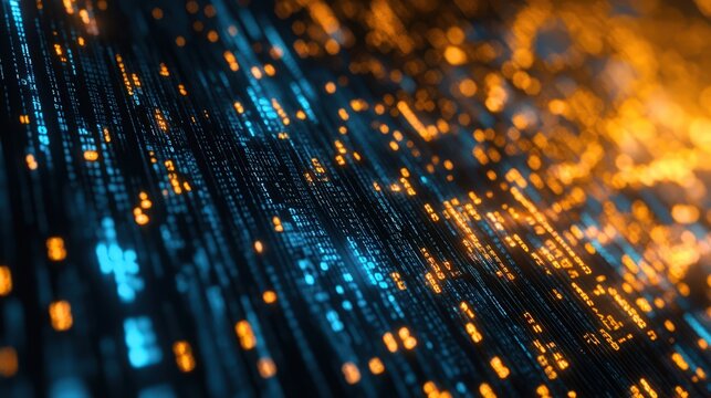Abstract binary code background with futuristic tech innovation theme