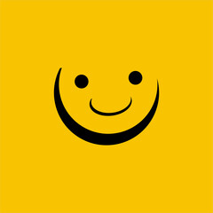 Simple smile emoticon icon design with yellow background.