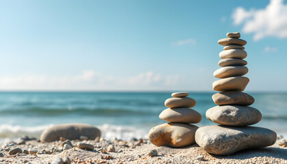 Fototapeta premium If Your hobby is beach tennis, then in one point you find yourself stacking stones. Relaxing. Not a bad habit to do isolated with white highlights, png