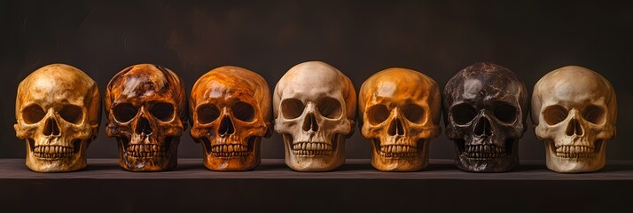 Realistic Multi-Color Skulls Website Banner