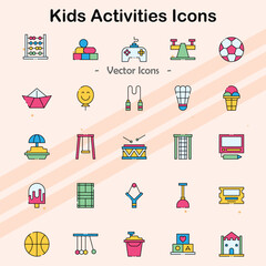 Icons representing various activities for children and youth.