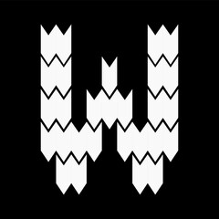 The W letter design looks furry and jagged. Suitable for sporty lovers, gamers, or t-shirt designs, hoodies, mugs, hats, and so on.