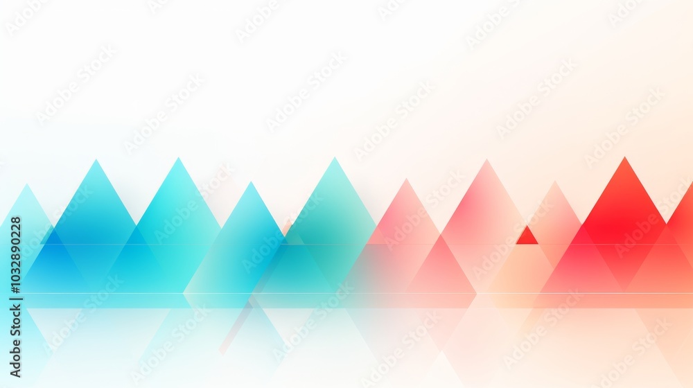 Poster triangle shapes in a geometric oscillation wave pattern, set against a light background , simple aes