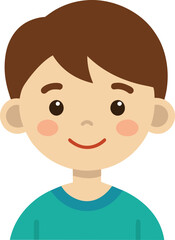 A cute flat-style avatar of a smiling boy, ideal for user profile icons or character representations.
