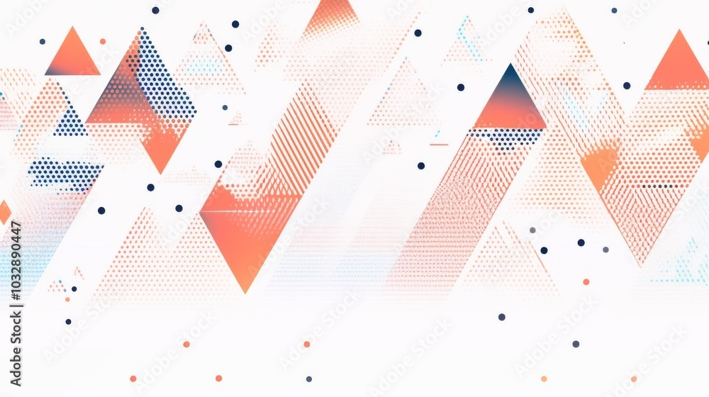 Poster triangle shapes in a geometric oscillation wave pattern, set against a light background , simple aes