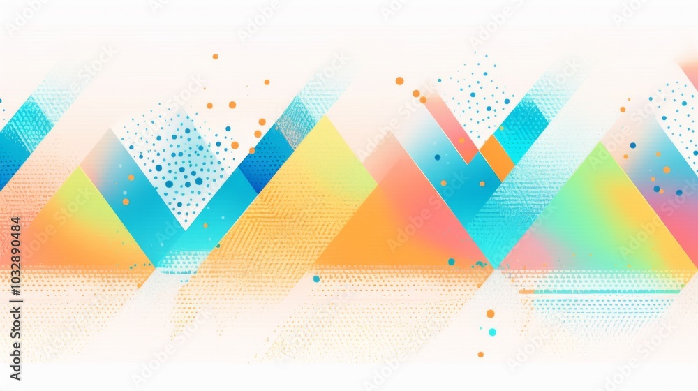 Poster triangle shapes in a geometric oscillation wave pattern, set against a light background , simple aes