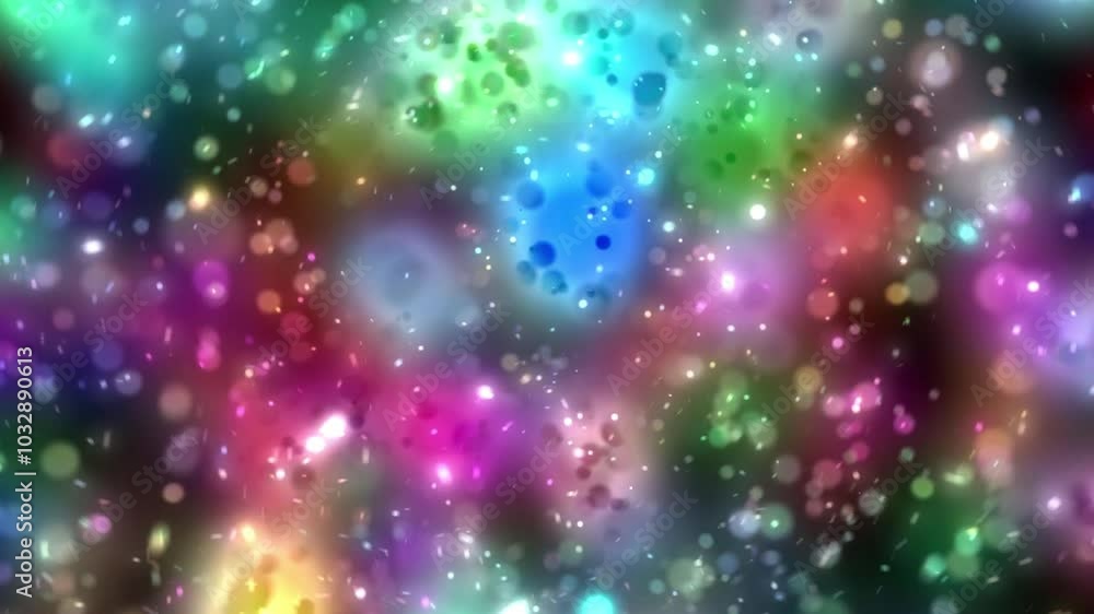 Wall mural abstract colorful bokeh background with glowing lights and sparkles.