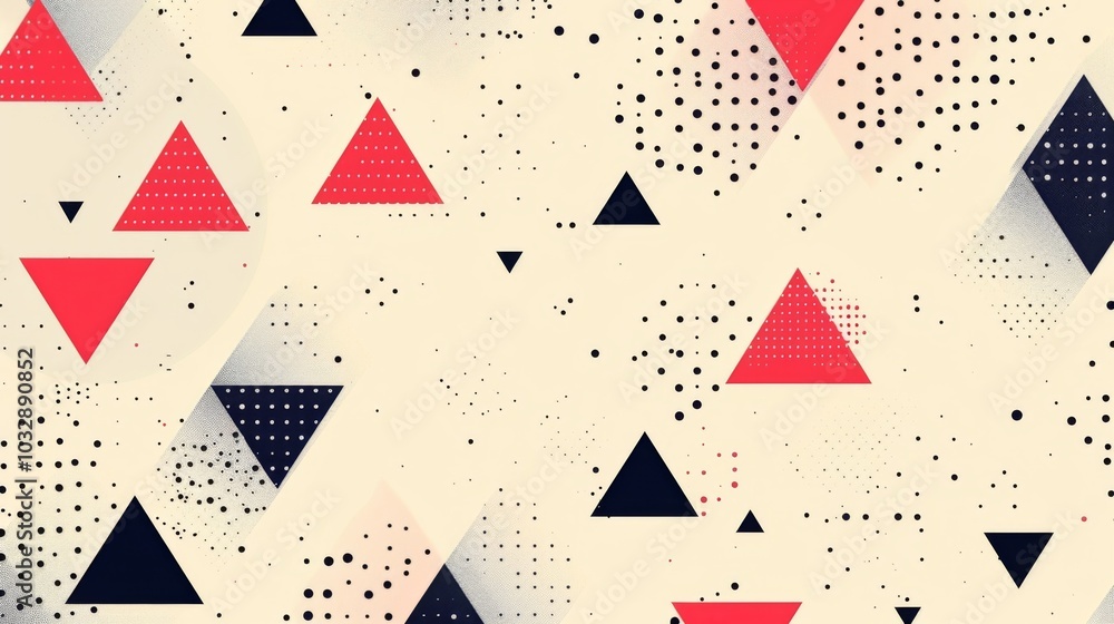 Poster triangle shapes in a geometric oscillation wave pattern, set against a light background , simple aes