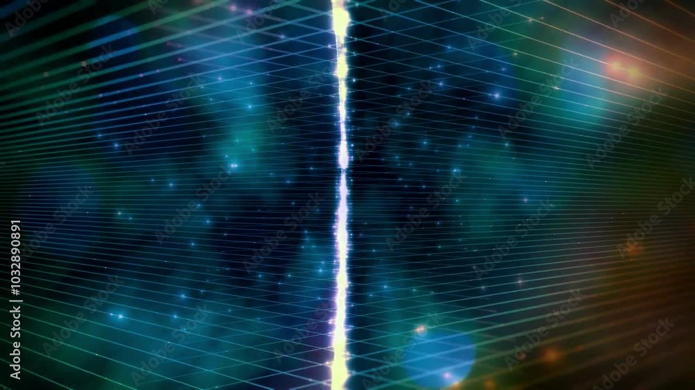 Wall mural abstract background with bright glowing lines and a grid, creating a futuristic and technological fe