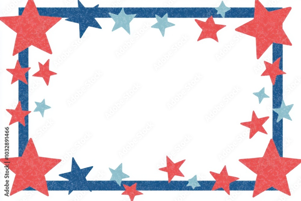 Poster a simple and cute design of the american flag as an empty rectangle frame, with stars arranged in pl