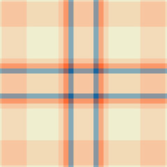 Beautiful tartan check fabric, cozy background seamless texture. Ceremony vector plaid pattern textile in wheat and orange colors.