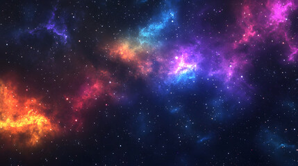 Naklejka premium A galactic wonder where nebula clouds glow in vibrant colors and stars flicker against the backdrop of the universe