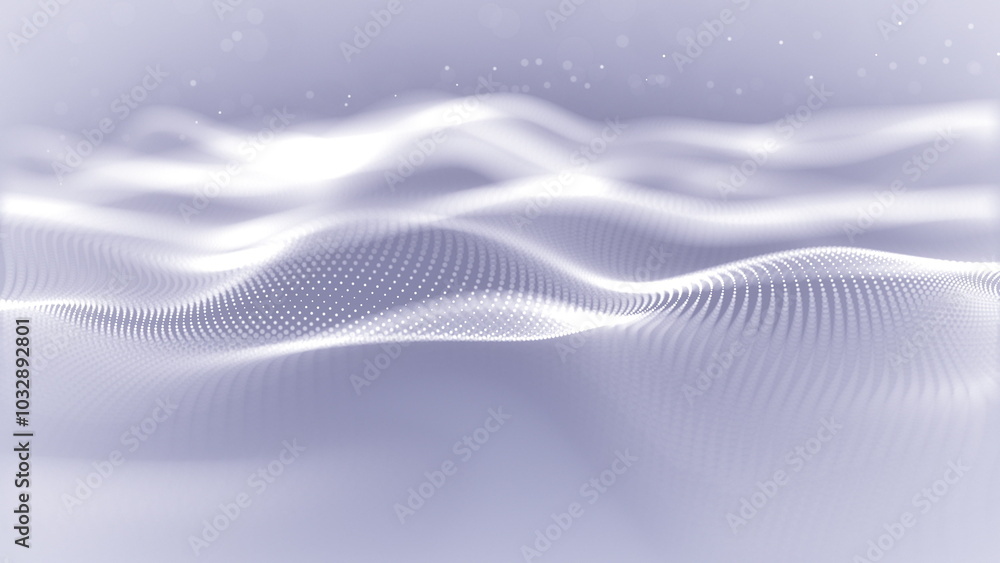 Aufkleber particles white wave cyber technology background loop. abstract seamless animation of mesh glowing d