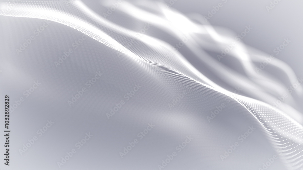 Aufkleber particles white wave cyber technology background loop. abstract seamless animation of mesh glowing d