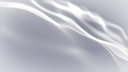 Particles white wave Cyber technology background loop. Abstract seamless animation of mesh glowing dots digital luxurious wave particles flows background, Motion of digital data flow.