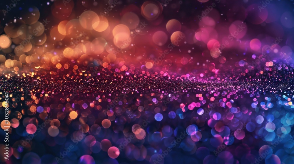 Poster an eye-catching abstract background featuring vibrant glitter and soft bokeh effects suitable for va